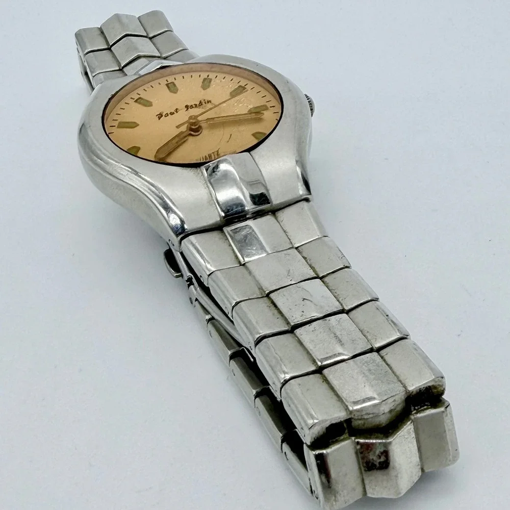 Paul Jardin Quartz Mens Japan Movt Stainless Steel Silver Champagne Dial Watch